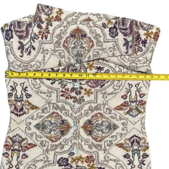 PERUVIAN CONNECTION Alpaca Cardigan Sweater Cream Floral Size Medium - Picture 7 of 11